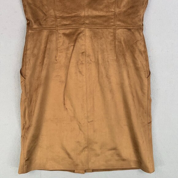 Talbots Dress Womens 2 Tan Tobacco Faux Suede Button Front Academia Quiet Luxury - Picture 8 of 14